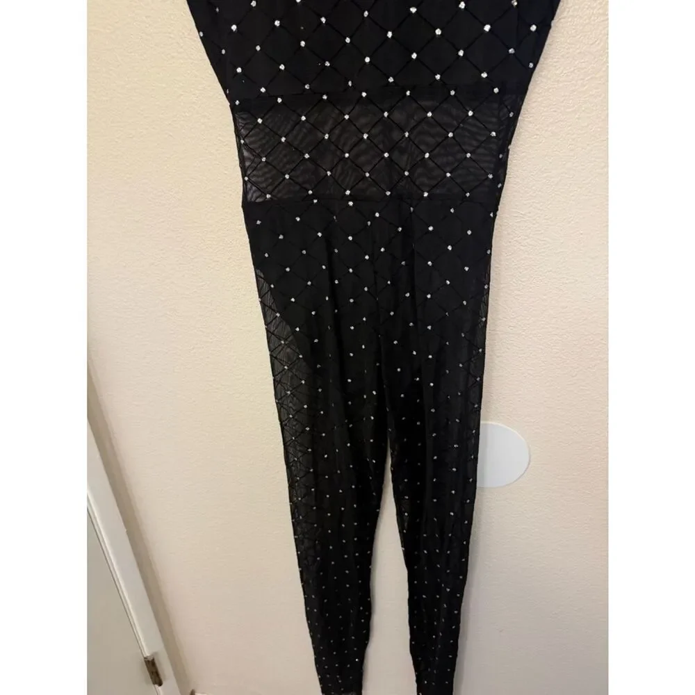 Kelle Black Mesh Diamond Contemporary Solo Costume PLOT TWIST 6188 LA adult